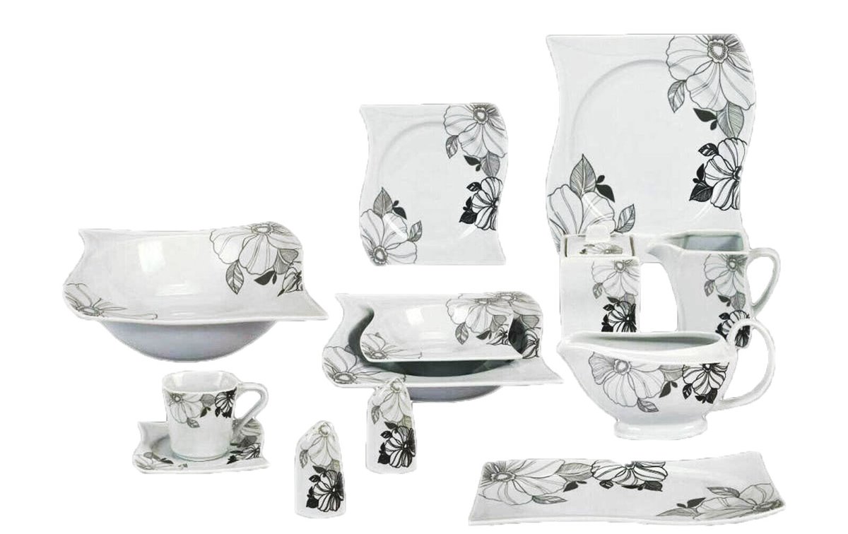 Kombiservice Chardon, blume schwarz, 43tlg, 6 Personen