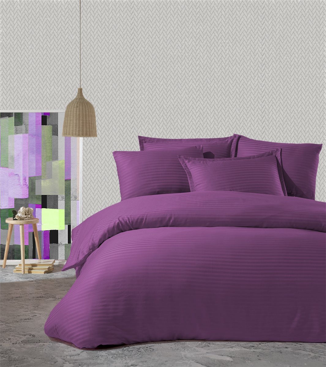 Bettwäsche, 3tlg , 200x200cm #Baumwolle Satin YS LILA #1