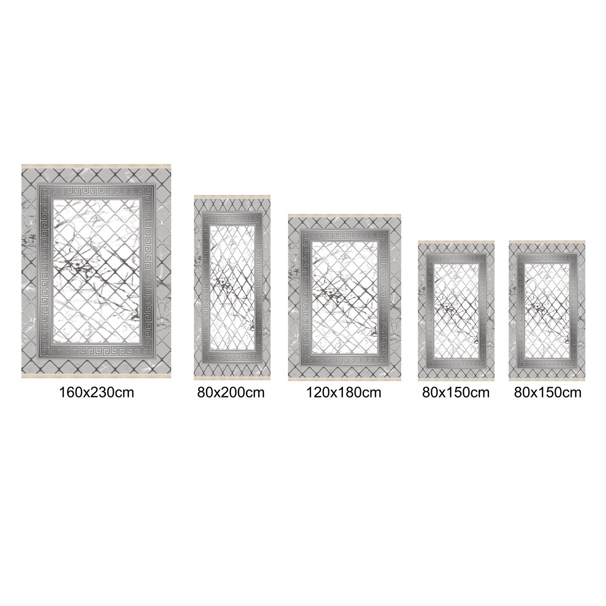 Teppich Kurzflor Wohnzimmer Läufer Set 80x150cm, 80x200cm, 120x180cm, 160x230cm