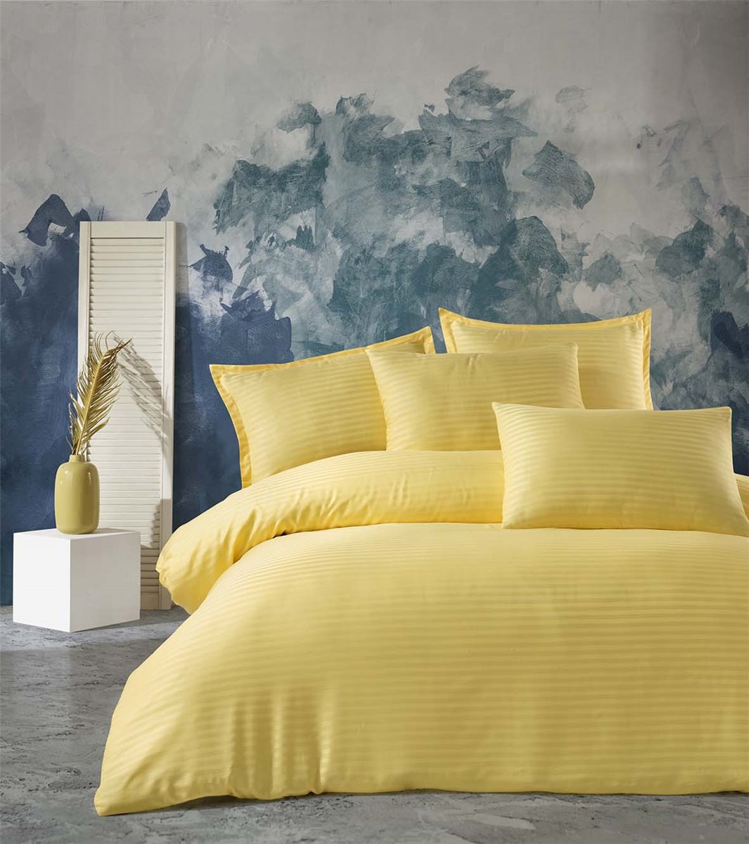 Bettwäsche, 3tlg , 200x200cm #Baumwolle Satin YS GELB 