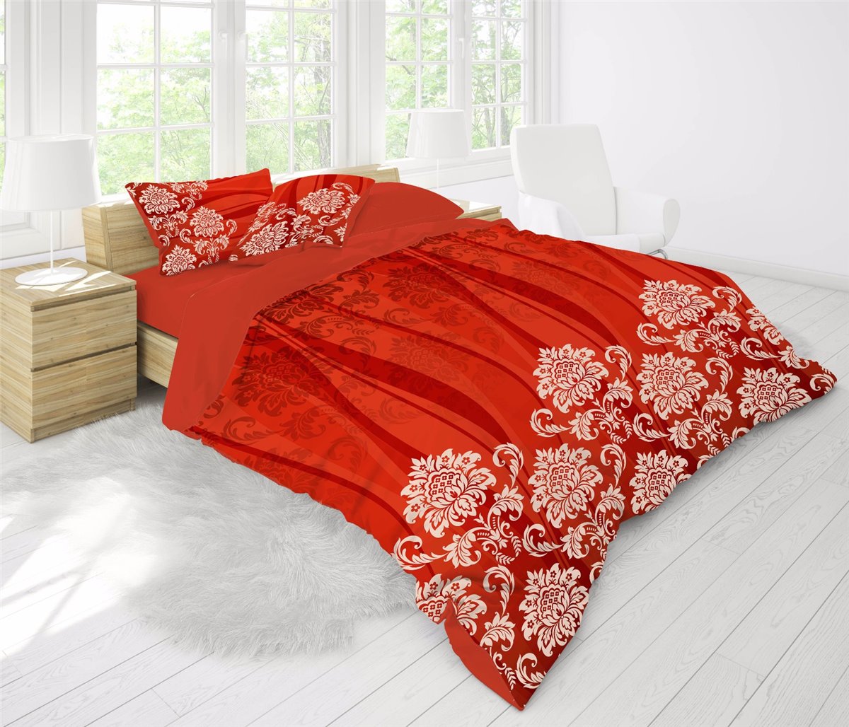 3D Bettwäsche, 6tlg, 220x240cm #MOTIF ROT