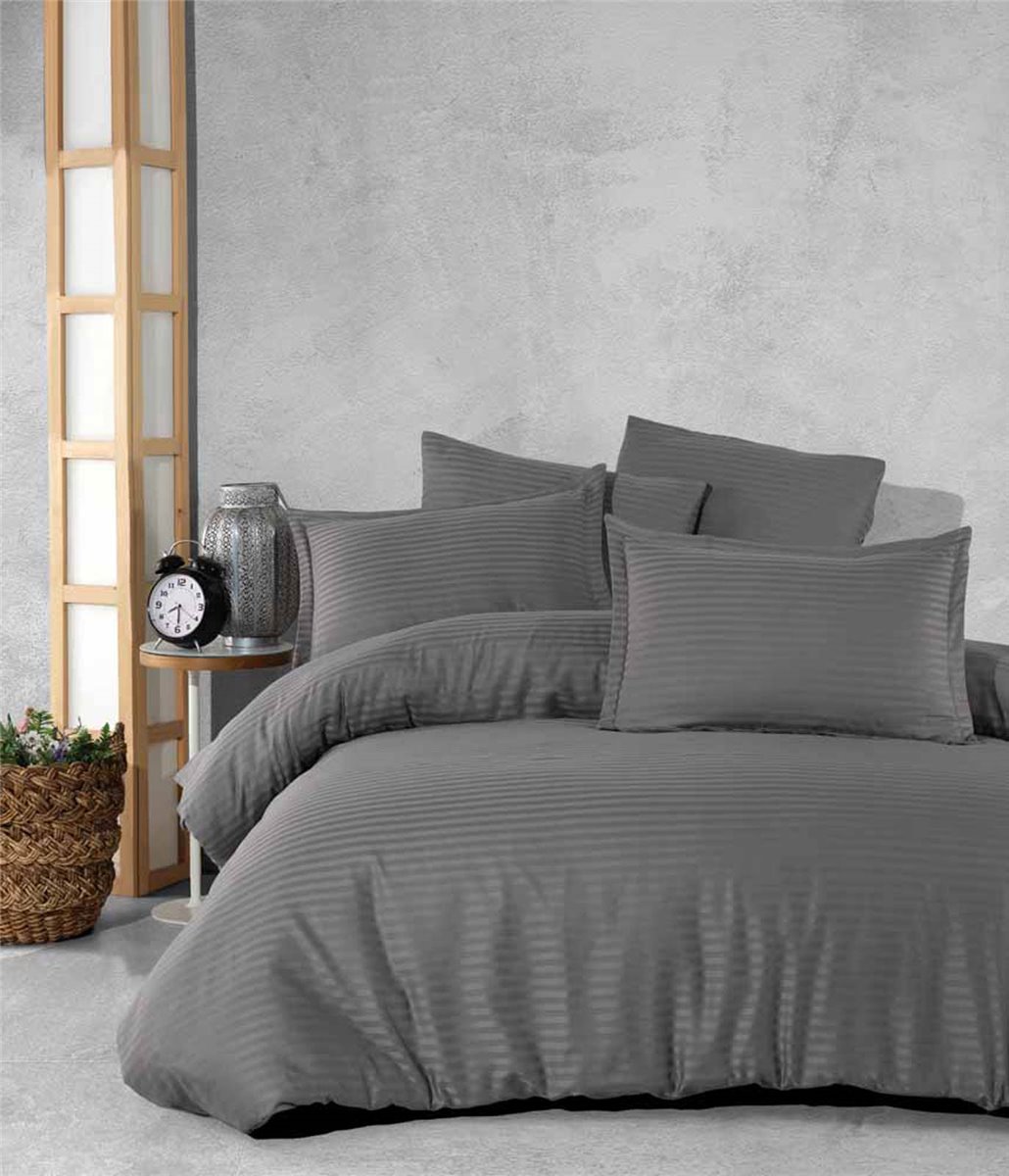 Bettwäsche, 3tlg , 200x200cm #Baumwolle Satin YS DUNKELGRAU