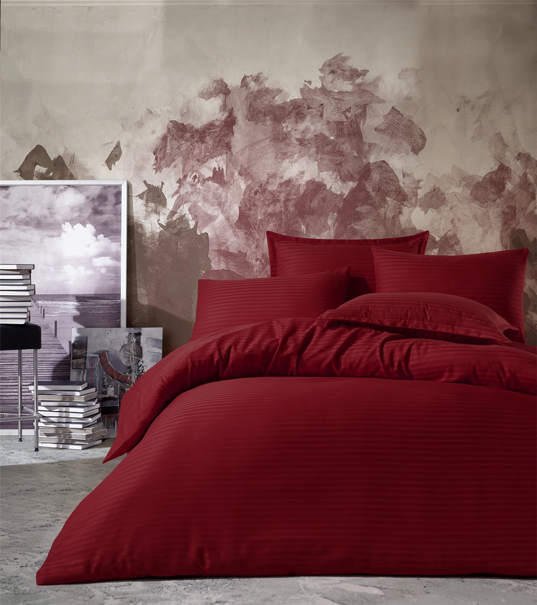 Bettwäsche, 3tlg , 200x200cm #Baumwolle Satin YS BORDO 