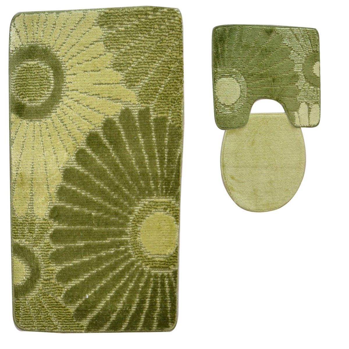 3 tlg Badematte Badezimmerteppich Badteppich Set #02 GRÜN