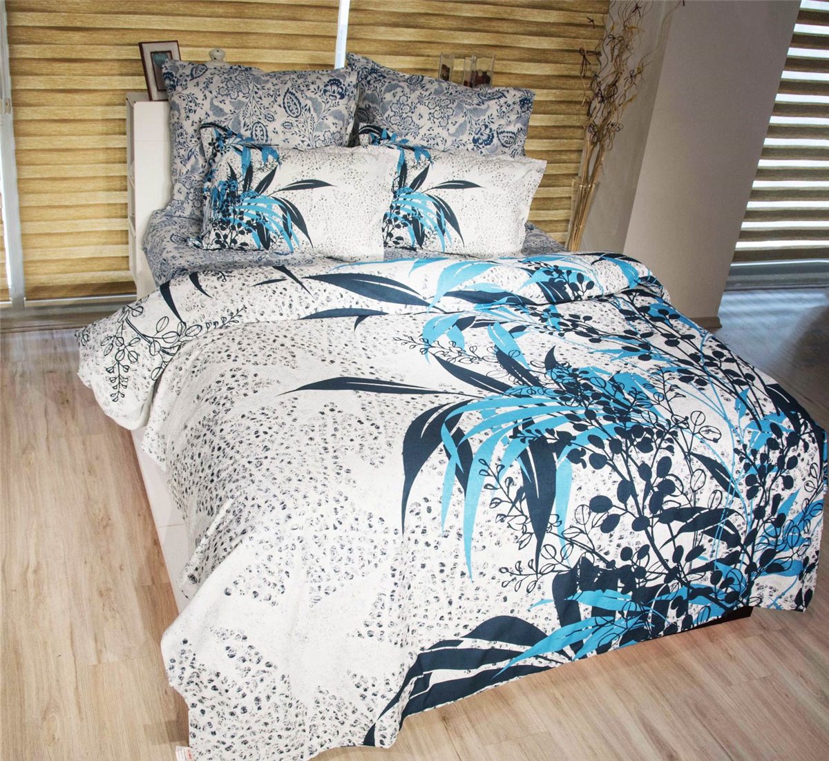 3D Bettwäsche, 6tlg, 220x240cm #AKASYA BLAU