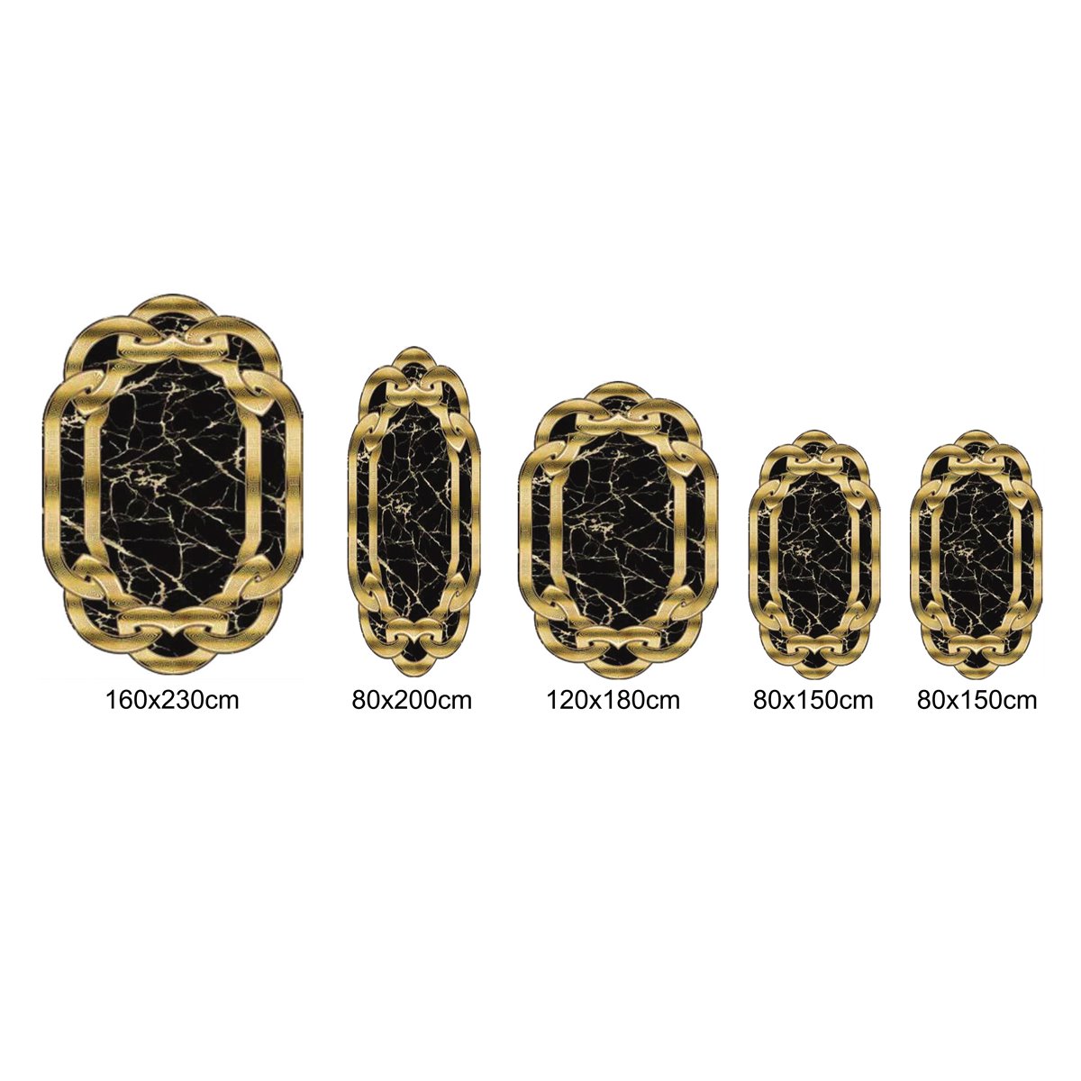 Teppich Kurzflor Wohnzimmer Läufer Set 80x150cm, 80x200cm, 120x180cm, 160x230cm