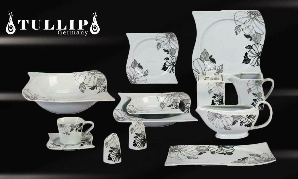 Kombiservice Chardon, blume schwarz, 79tlg, 12 Personen