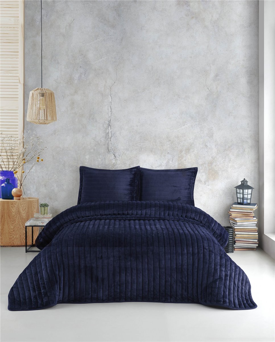 Tagesdecke, Decke, Bettüberwurf, Set, blau, 2 Kissenbezüge