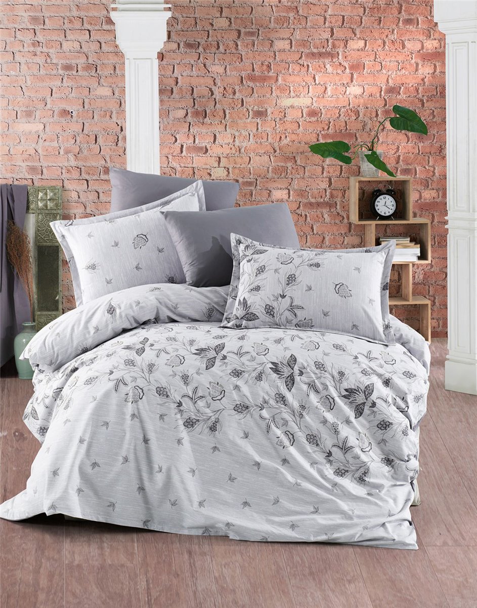 Bettwäsche, 3tlg , 155x220cm #SPRING GRAU