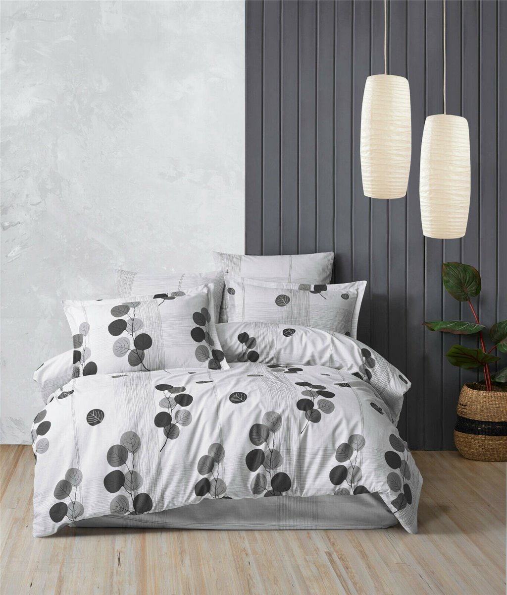 5 tlg 200x200 cm Bettwäsche Bettgarnitur #Dali Grau