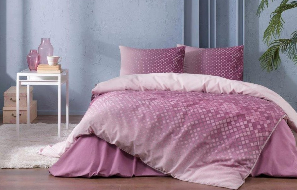 200x220 cm Bettwäsche Bettgarnitur Baumwolle 4 tlg PIRAMIDE Bordeaux