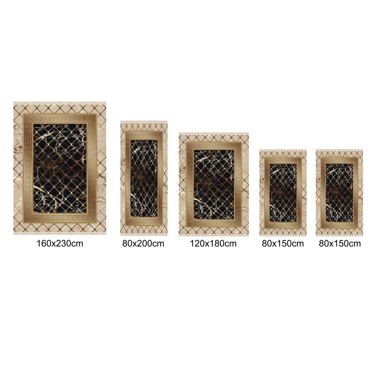 Teppich Kurzflor Wohnzimmer Läufer Set 80x150cm, 80x200cm, 120x180cm, 160x230cm