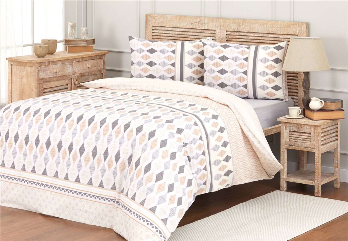 4 tlg Bettwäsche Baumwolle 200x220cm QUARRY BEIGE 