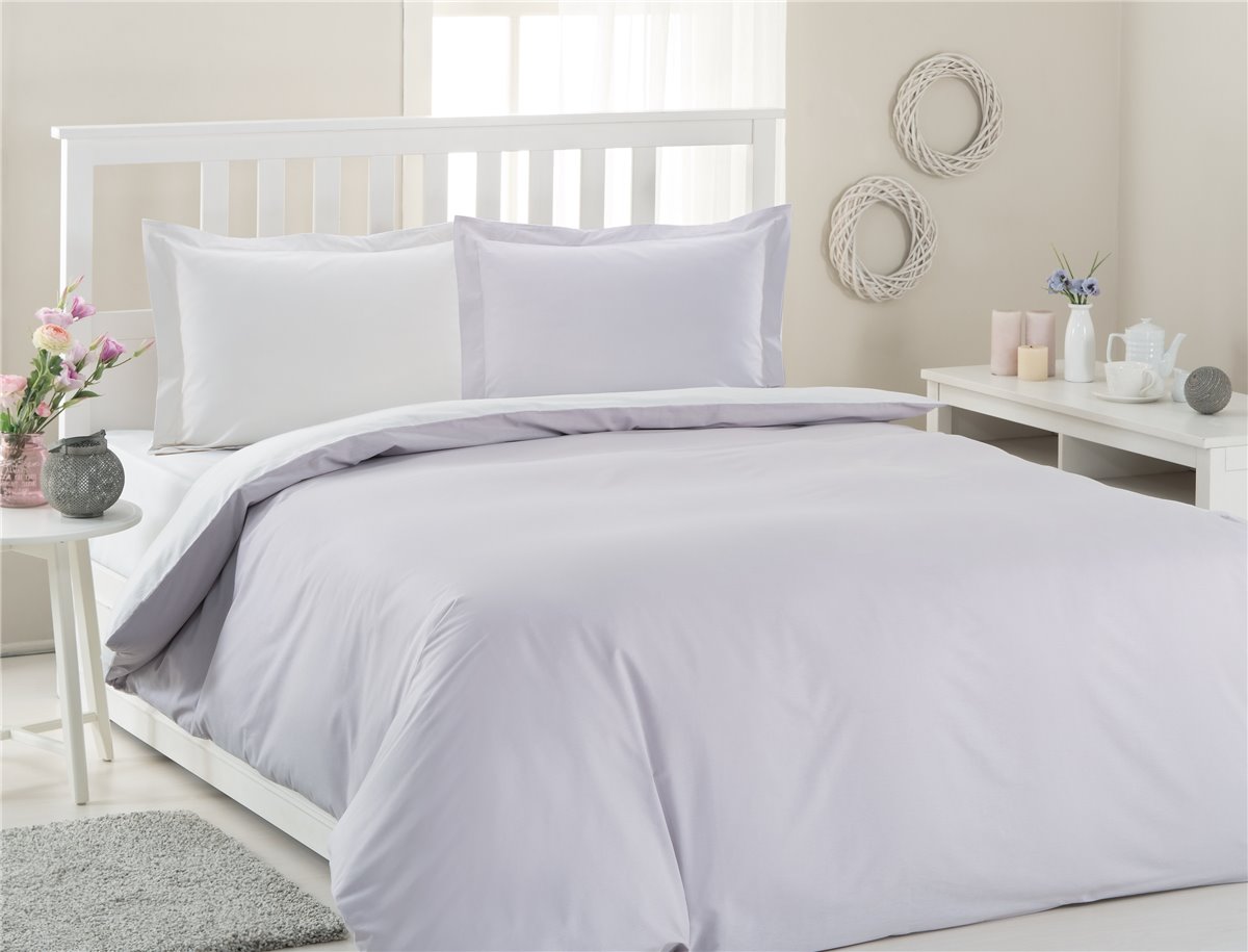 4tlg Bettwäsche 200x220cm Baumwolle SILBER-HELLGRAU