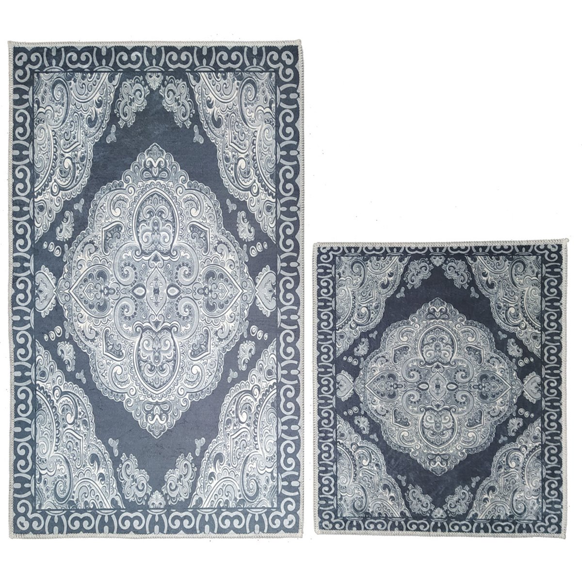 2 tlg Badematte, Teppich, Badeteppich, Badgarnitur, Vorleger Set WC Bad #2014