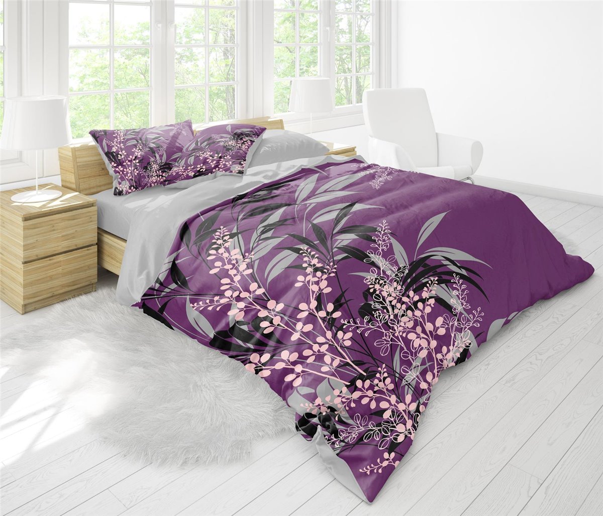 Bettwäsche, 5tlg, 200x200cm #AKASYA LILA