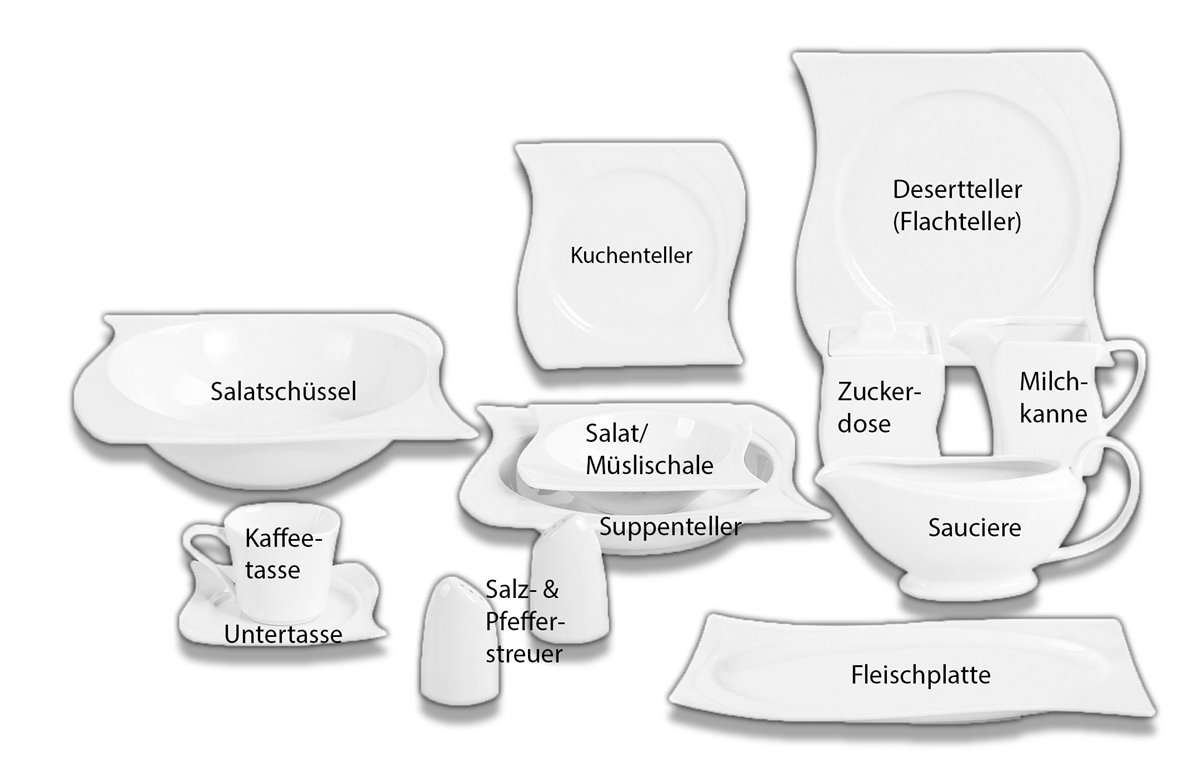 Kombiservice Chardon, weiß, 86tlg, 12 Personen