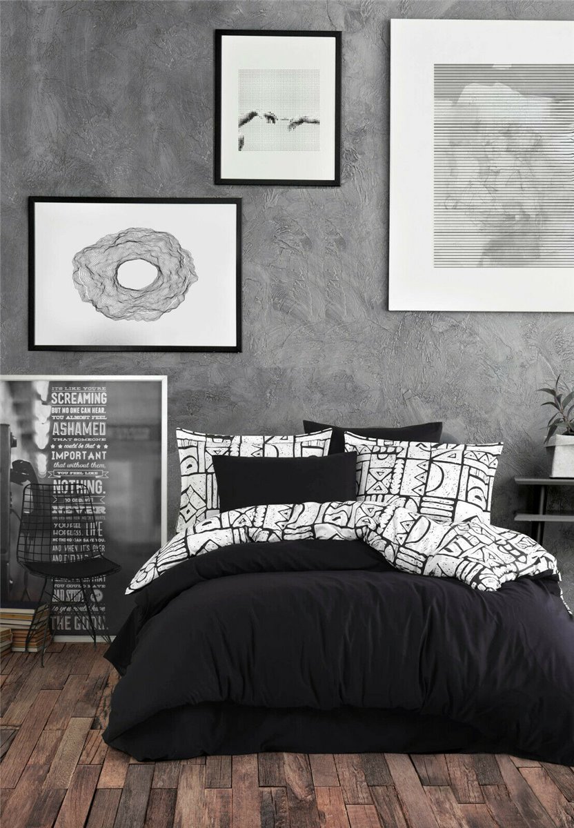 Bettwäsche 220x240 cm | Bettbezug aus Bettgarnitur 100% Baumwolle | #Ole Schwarz