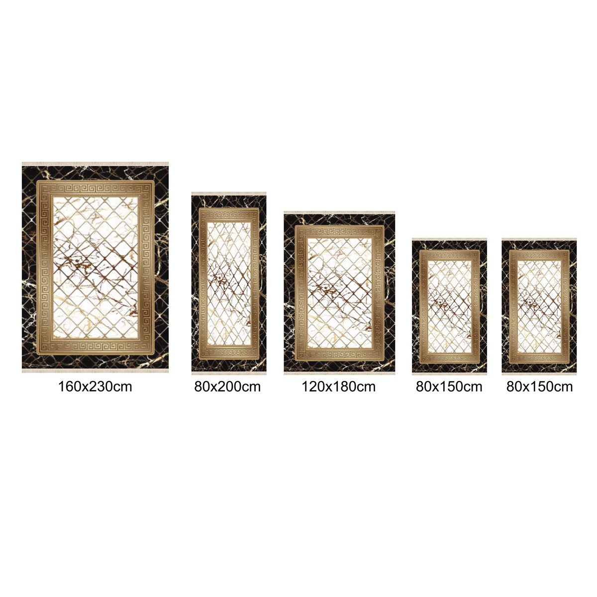 Teppich Kurzflor Wohnzimmer Läufer Set 80x150cm, 80x200cm, 120x180cm, 160x230cm