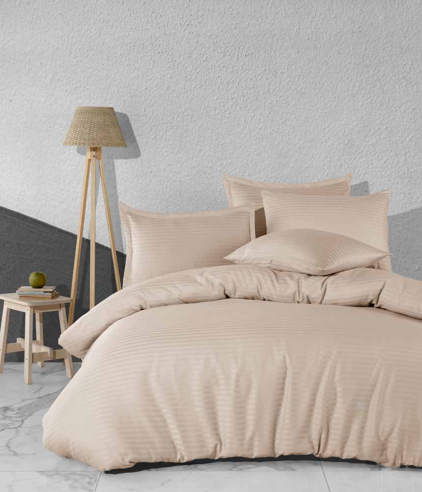 Bettwäsche, 3tlg , 200x200cm #Baumwolle Satin YS BEIGE